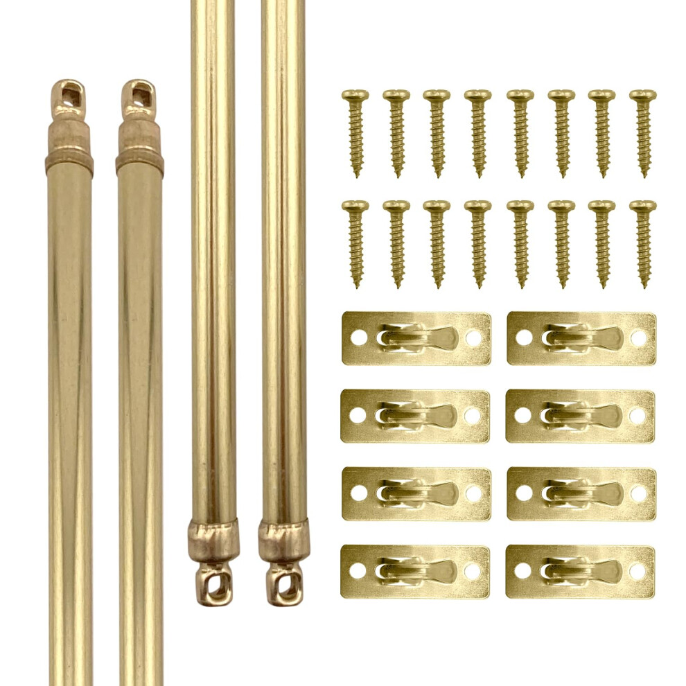 Amazing Drapery Hardware Swivel Sash Curtain Rods with Brass Finish  Set of 4 (Hardware Included) - Adjustable Length 21-38 Inches  Easy to