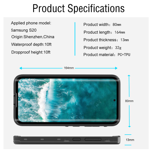 For Samsung Galaxy S20 / 5G Waterproof Full Body Protector Phone Case 2