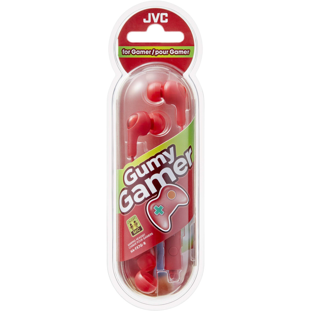 JVC Gumy Gamer  in Ear Earbud Headphones with Mic  Remote  and Mute Switch for Gaming and Chatting  Powerful Sound  Comfortable and Secure F