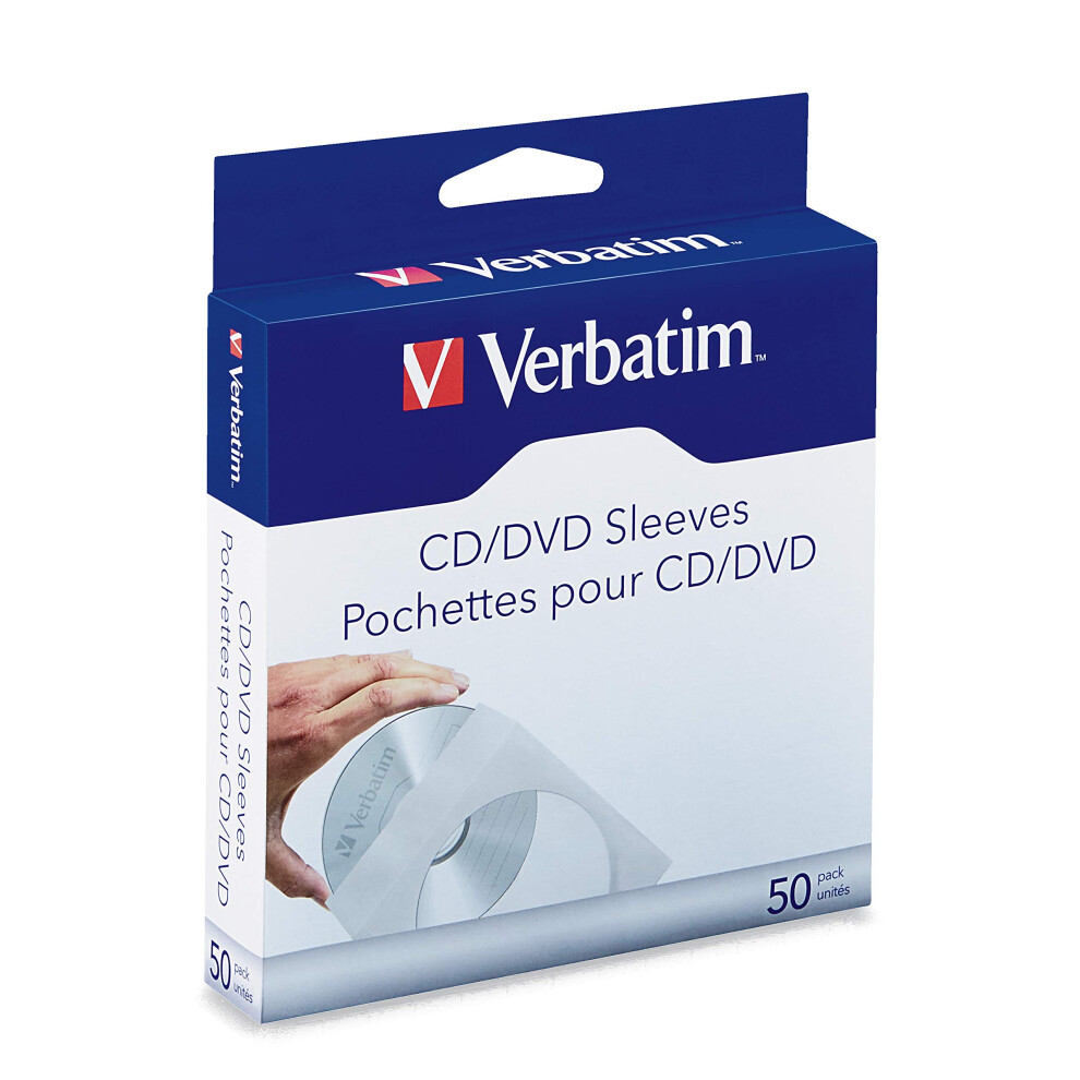 Verbatim CD/DVD Paper Sleeves-with clear window 50pk