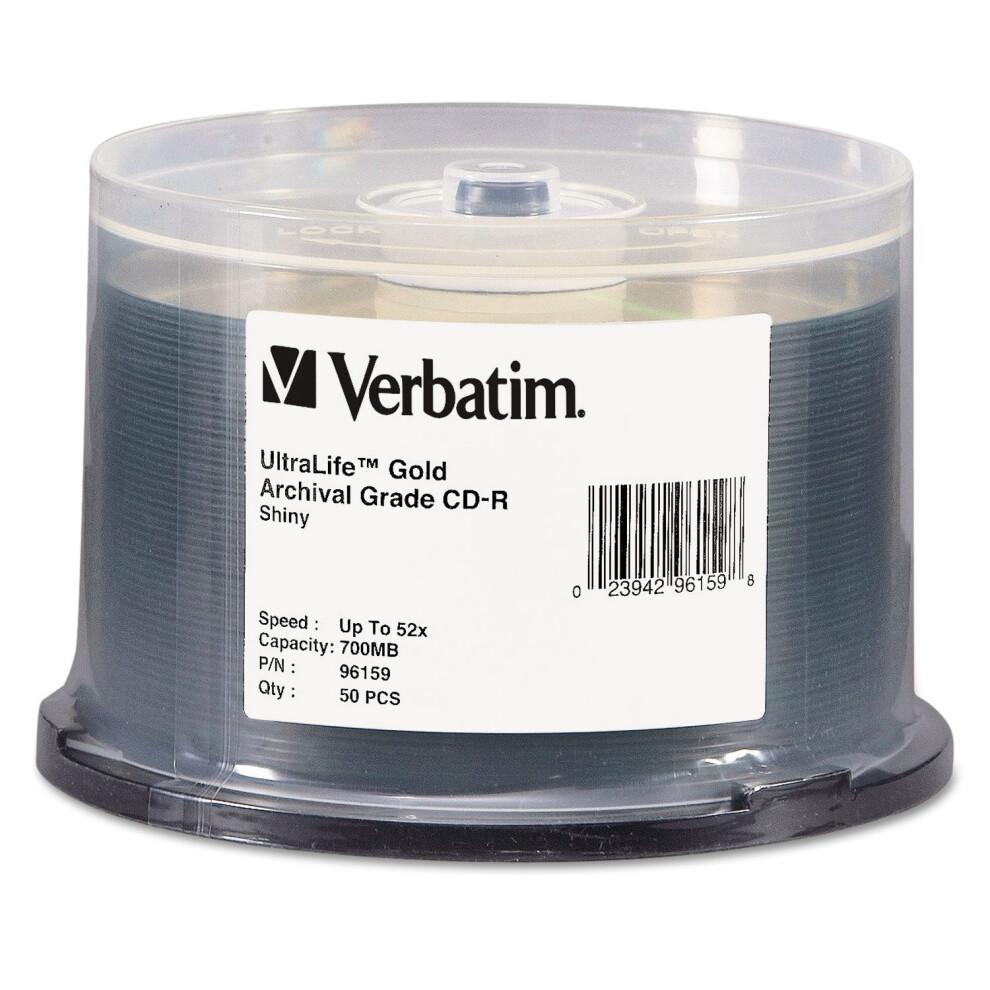 Verbatim Cd-R Archival Grade Recordable Disc  700 Mb/80 Min  52x  Spindle  Gold  50/Pack