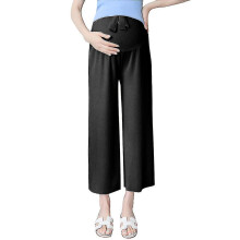 (XL, Black) Summer Ice Silk Spring And Summer Wide-leg Pants Nine-point Pants Tide Mother Wear Straight Tube Loose Stomach Lift Pants