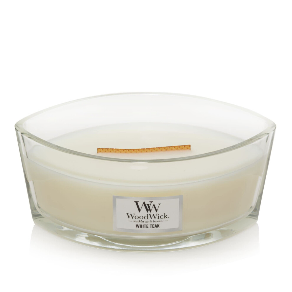 Yankee Candle WoodWick Ellipse Scented Candle  White Teak  16oz | Up to 50 Hours Burn Time  Christmas | Holiday Candle