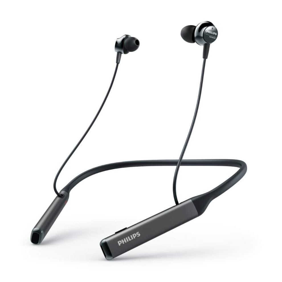 PHILIPS Wireless Neckband Headphones PN505 with Active Noise Canceling  Voice Assistance  Up to 14hours Play time  Hi-Res Audio (TAPN505BK)