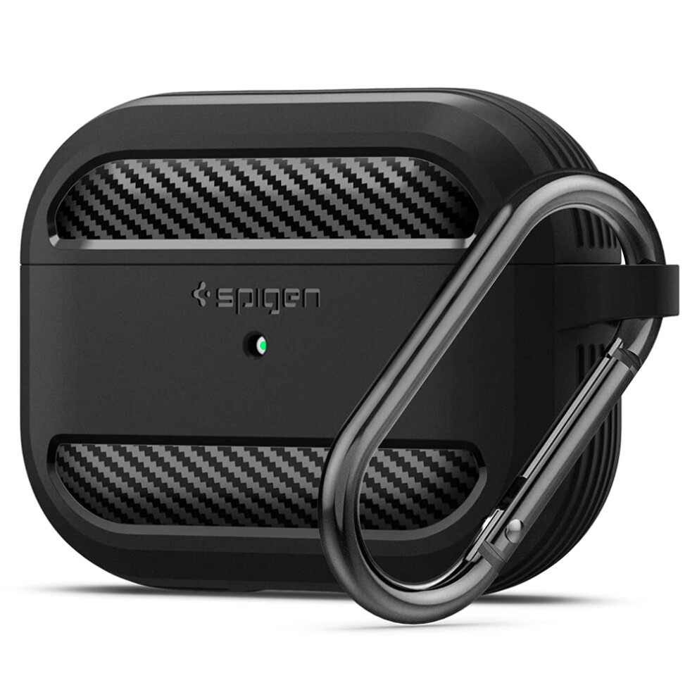 Spigen Rugged Armor Designed for Airpods Pro Case Cover Protective with Keychain - Matte Black