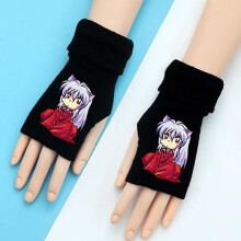 (One Size, 1) Japanese Anime Inuyasha Half Finger Gloves Fans Boys Girls Autumn Winter Warm Cartoon Mittens Gift Gloves Cosplay