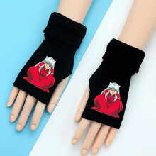 (One Size, 13) Japanese Anime Inuyasha Half Finger Gloves Fans Boys Girls Autumn Winter Warm Cartoon Mittens Gift Gloves Cosplay