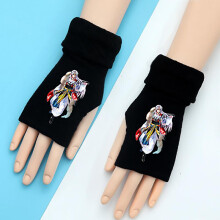(One Size, 17) Japanese Anime Inuyasha Half Finger Gloves Fans Boys Girls Autumn Winter Warm Cartoon Mittens Gift Gloves Cosplay