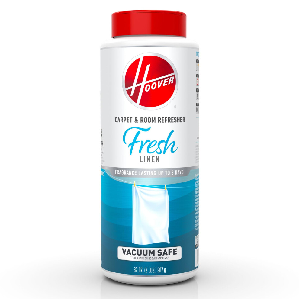 Hoover 32 oz Carpet & Room Refresher  Carpet Powder  Fresh Linen Scent  Vacuum Safe  Remove Odors  White  AH31210