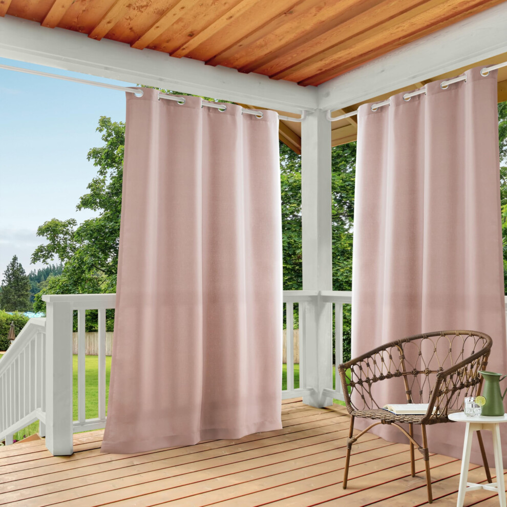 TOWN & COUNTRY BASICS Cabana Solid GT Indoor/Outdoor Light Filtering Grommet Top Curtain Panel Pair  54x96  Blush