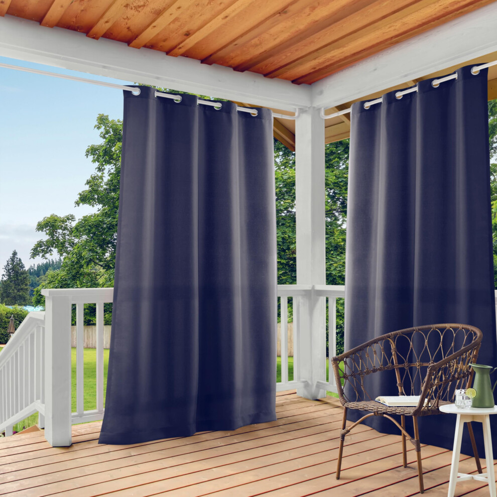 TOWN & COUNTRY BASICS Cabana Solid Heavyweight Indoor Outdoor Curtains  Light Filtering Opacity with Grommet Top  Water Repellent  2-Pack Se