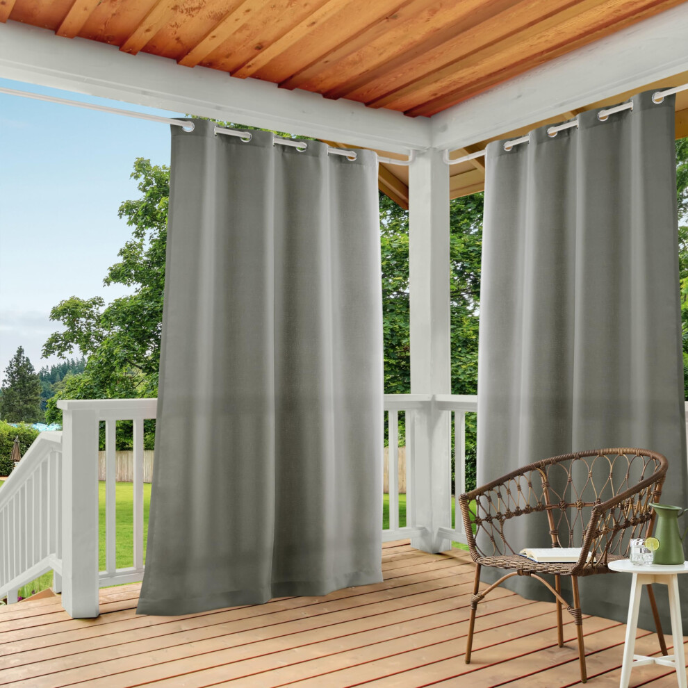 TOWN & COUNTRY BASICS Cabana Solid Heavyweight Indoor Outdoor Curtains  Light Filtering Opacity with Grommet Top  Water Repellent  2-Pack Se