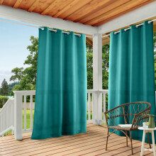 TOWN & COUNTRY BASICS Cabana Solid Heavyweight Indoor Outdoor Curtains Light Filtering Opacity with Grommet Top Water Repellent 2-Pack Se