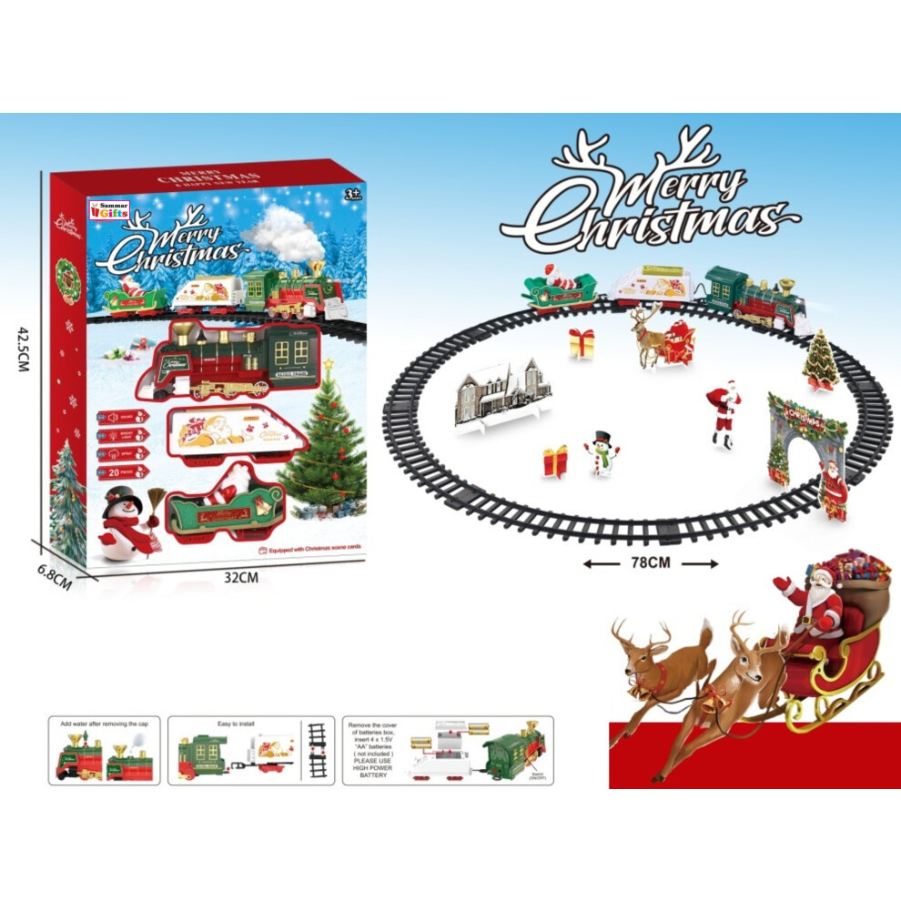 Christmas Train Set With Lights & Sounds Smoke Electric Train Sets