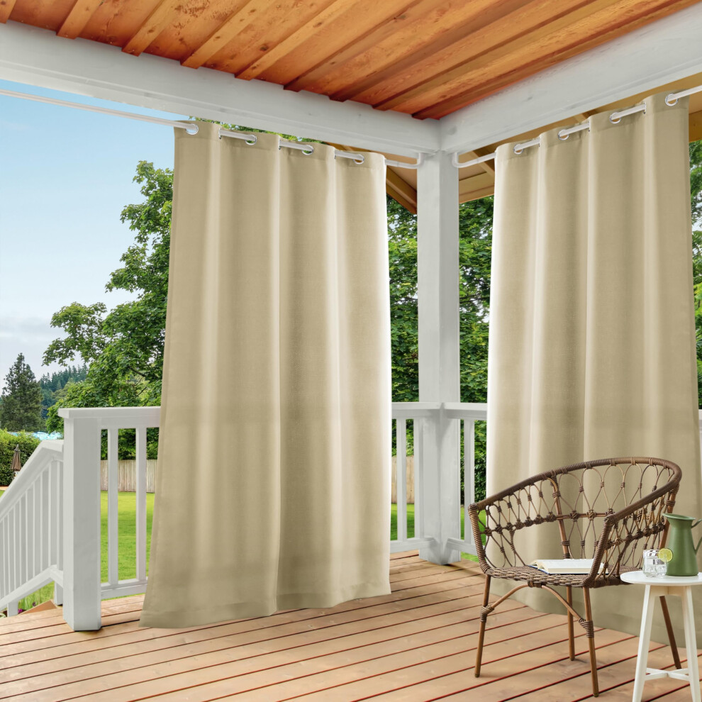 TOWN & COUNTRY BASICS Cabana Solid Heavyweight Indoor Outdoor Curtains  Light Filtering Opacity with Grommet Top  Water Repellent  2-Pack Se
