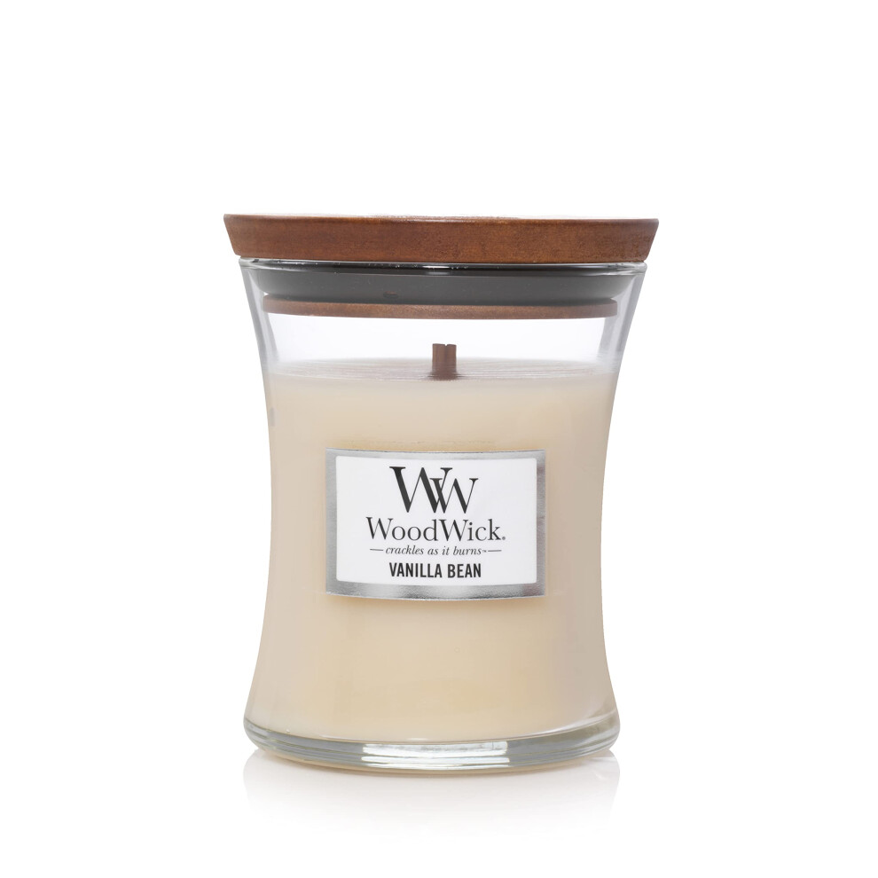 WoodWick Medium Hourglass Candle  Vanilla Bean - Premium Soy Blend Wax  Pluswick Innovation Wood Wick  Perfect for Gifting and Aesthetically