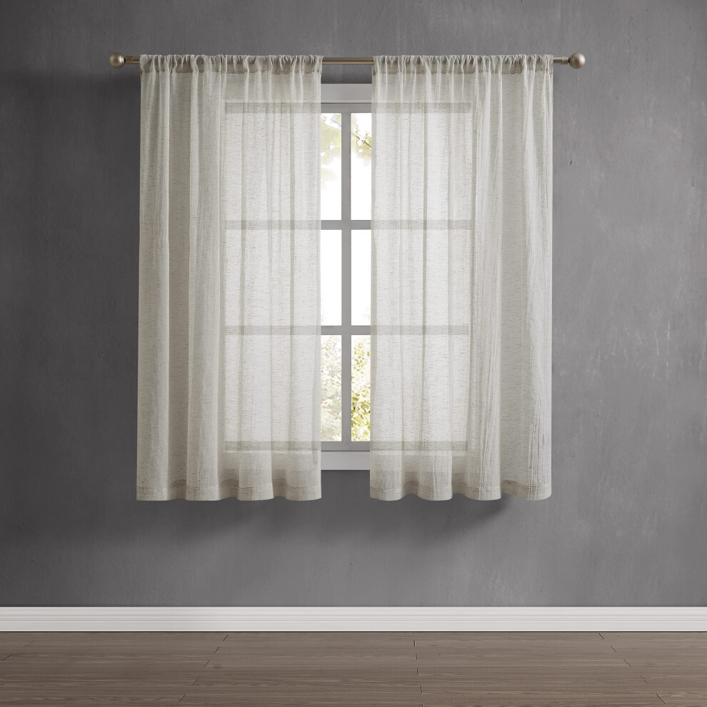 French Connection - Charter Crushed  Window Curtain  Set of 2 Panels  Semi Sheer  Modern Home D?cor  Drapes for Living Room  Dining Room  Be