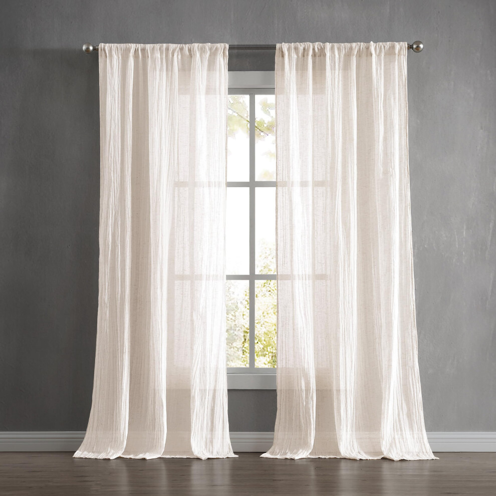 French Connection - Charter Crushed  Window Curtain  Set of 2 Panels  Semi Sheer  Modern Home Decor  Drapes for Living Room  Dining Room  Be