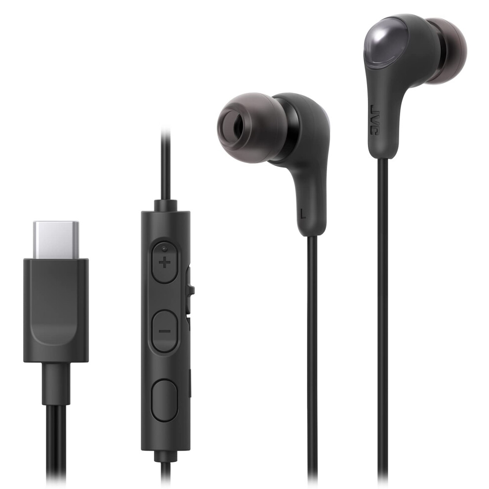 JVC Gumy Connect USB-C Wired Earbuds Headphones  Delay-Free for Videos and Gaming  Built-in DAC Reduces Noise and Improves Sound Quality  9.