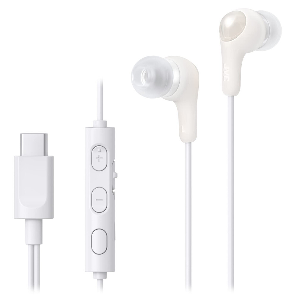 JVC Gumy Connect USB-C Wired Earbuds Headphones  Delay-Free for Videos and Gaming  Built-in DAC Reduces Noise and Improves Sound Quality  9.