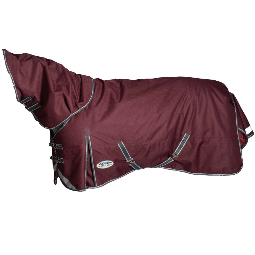 (4', Maroon/Grey/White) Weatherbeeta Comfitec Plus Dynamic II Detachable Neck 100g Horse Turnout Rug & Neck Cover