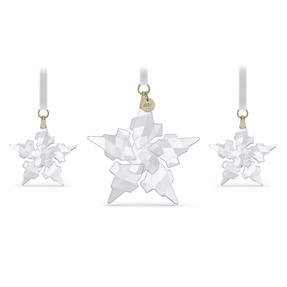 SWAROVSKI Christmas Ornament  2021 Annual Edition  Set of 3  Clear Crystal