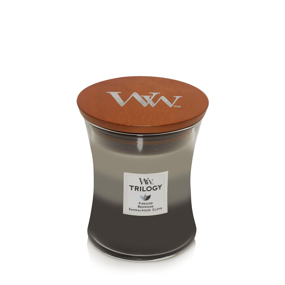 WoodWick Medium Hourglass Candle  Warm Woods - Premium Soy Blend Wax  Pluswick Innovation Wood Wick  Made in USA