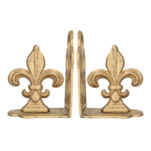 Creative Co-Op Support en Métal Fleur de Lis Distressé, Or, Set de 2
