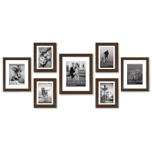 Americanflat 7 Pack Walnut Gallery Wall Frame Set - One 11x14 Frame Two 8x10 Frames and Four 5x7 Frames - Picture Frames Collage Wall Deco