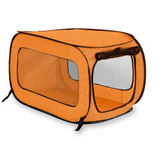Beatrice Home Fashions Portable Collapsible Pop Up Kennel Travel Cat and Dog Crate 32.5"" L x 19.5"" W x 19.5"" H Orange