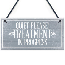 RED OCEAN Quiet Please TREATMENT IN PROGRESS Do Not Disturb Hanging Wall Door Salon Sign Plaque Gift