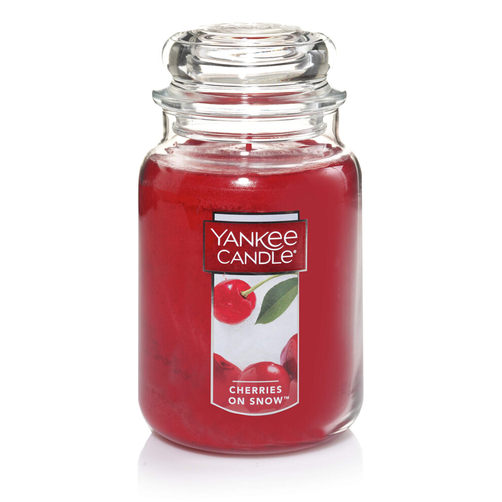 Yankee Candle Cherries On Snow Scented  Classic 22oz Large Jar Single Wick Candle  Over 110 Hours of Burn Time