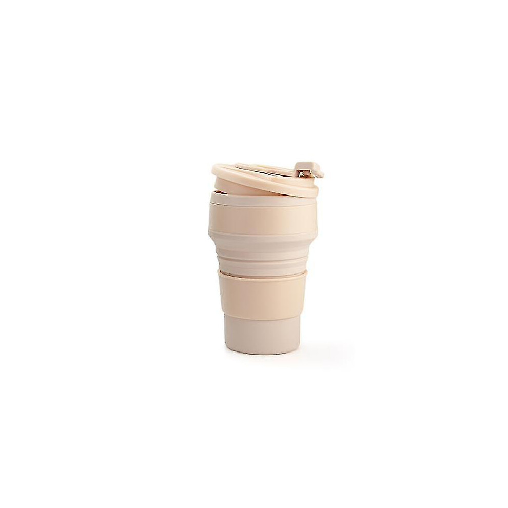 (Pink, 500ml) Collapsible Coffee Cup, Portable Foldable Travel Mug, Durable And Reusable Camping Cup, Silicone Foldable Mug With Lid