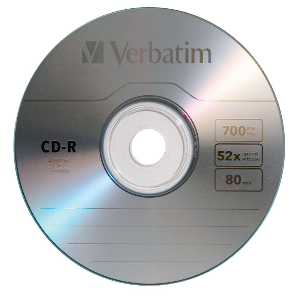 Verbatim CD-R 700MB 52X with Branded Surface - 1pk Slim Case