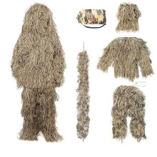 (Sand color, 130) Children's Size Ghillie Suit Camo Woodland Camouflage Forest Hunting Game 5-piece Bag