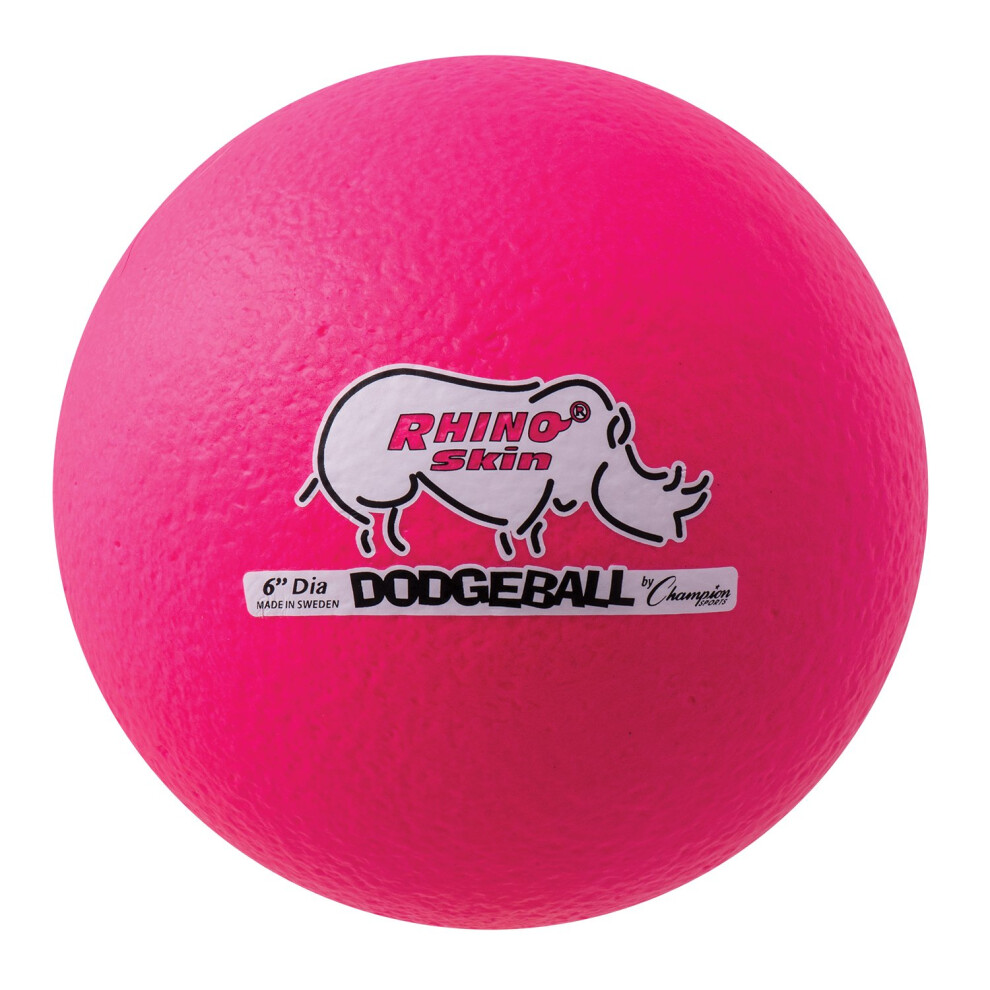 Champion Sports Rhino Skin Dodgeball (Single  Neon Pink  6"")