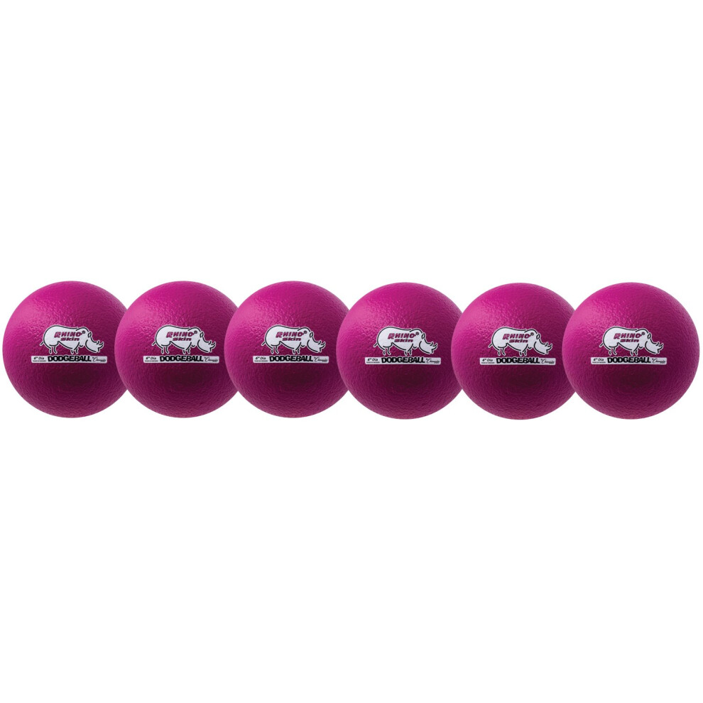 Champion Sports Rhino Skin Dodgeball (Set of 6  Neon Purple  6"")