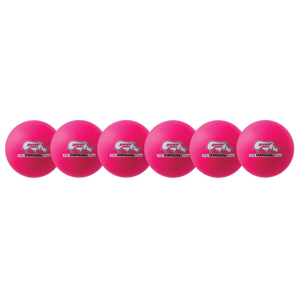 Champion Sports Rhino Skin Dodgeball (Set of 6  Neon Pink  6"")