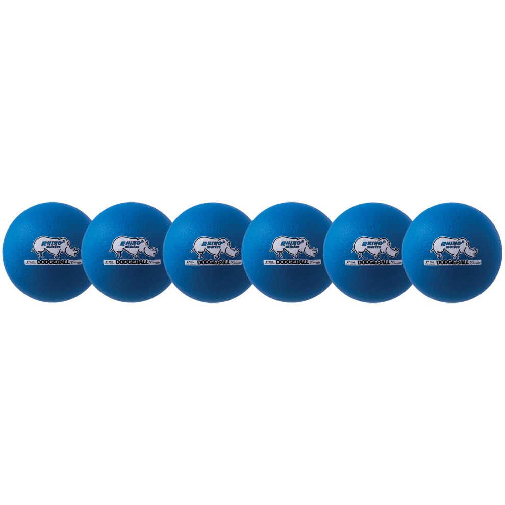 Champion Sports Rhino Skin Dodgeball (Set of 6  Neon Blue  6"")