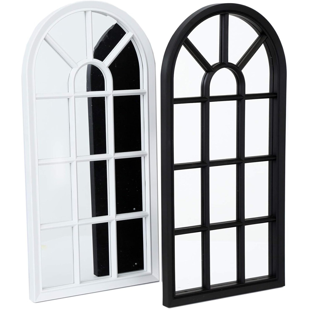 (Black) White or Black Arched Window Style Wall Mirror Home or Garden