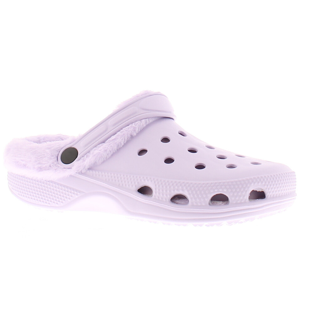 (Purple, 5 (Adults')) Wynsors Junior Girls Sandals Clogs Faux Fur Phoebe purple UK Size