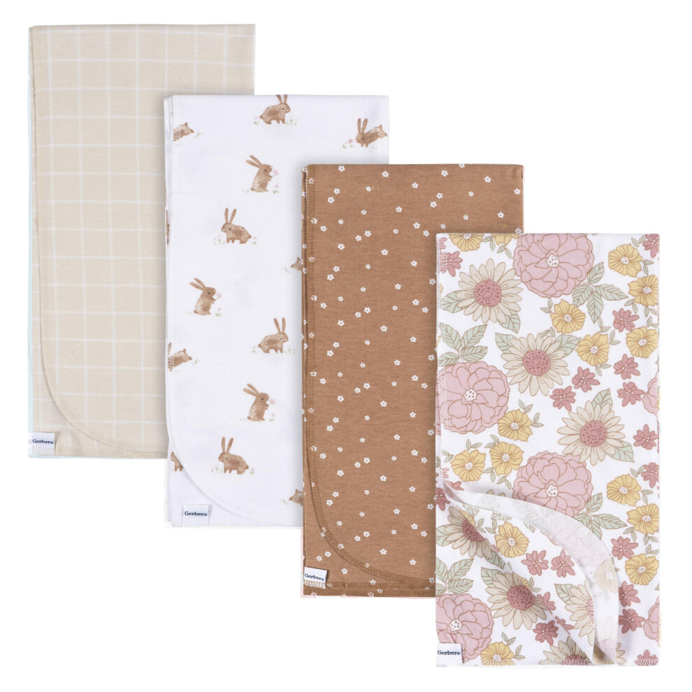 Gerber Unisex Baby 100% Cotton Flannel Receiving Blankets 30x30 Inches (Pack of 4)  Retro Floral  One Size