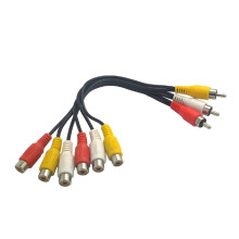 Wyvern Triple RCA Stereo Audio and Video Cable - Male to Dual Female/AV Splitter Composite 3 RCA Av Video Audio Cable 0.72 feet (22cm) Wv-av