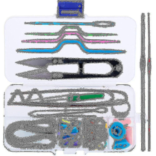 63 Pcs Knitting Kit - Knitting Tools With Tool Kit Accessories Box And 2 Knitting Hooks