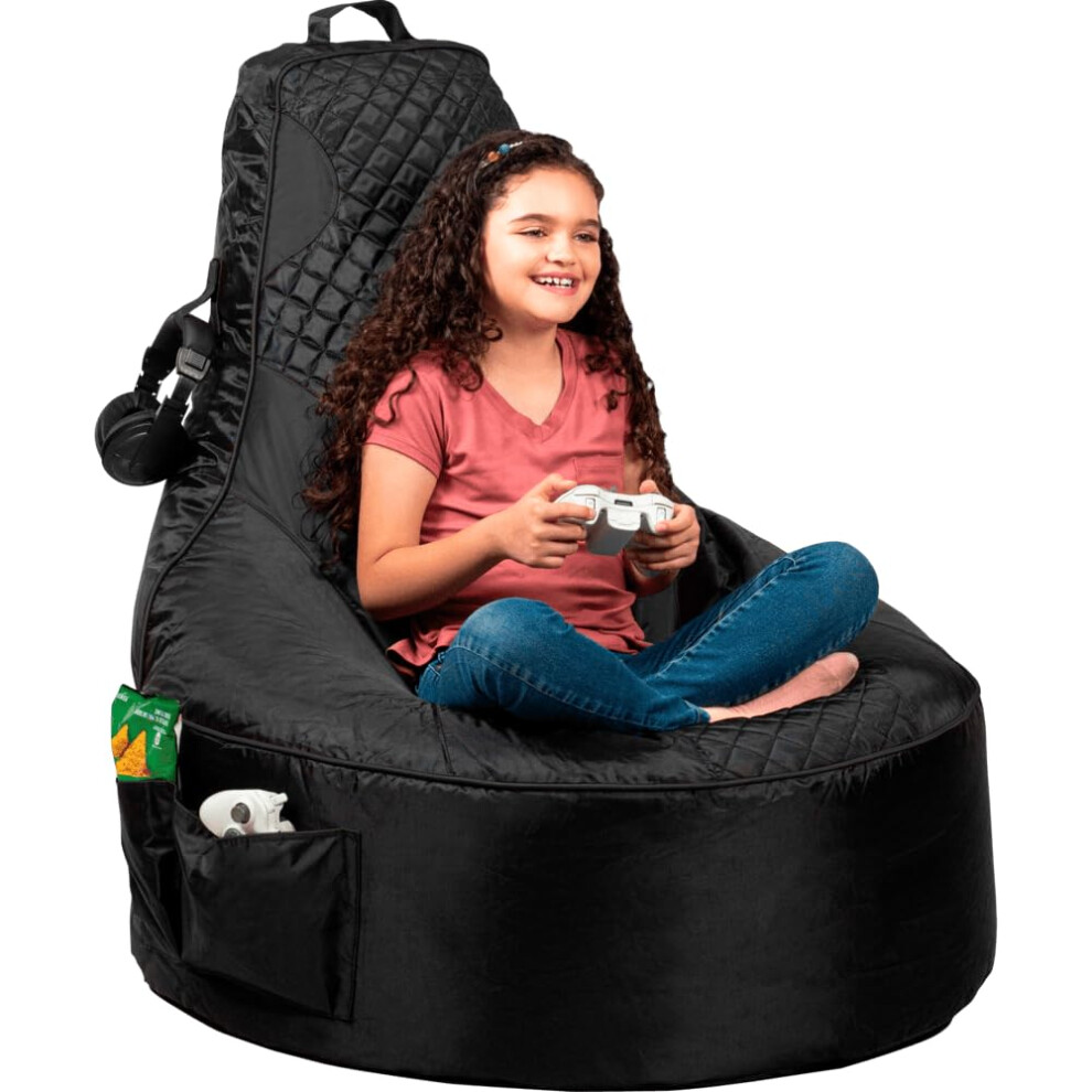 Throne Boss Gaming Bean Bag Chair Kids [Cover ONLY No Filling] with High Back - for Gaming Room - Low Gaming Chair on The Floor - Teens and