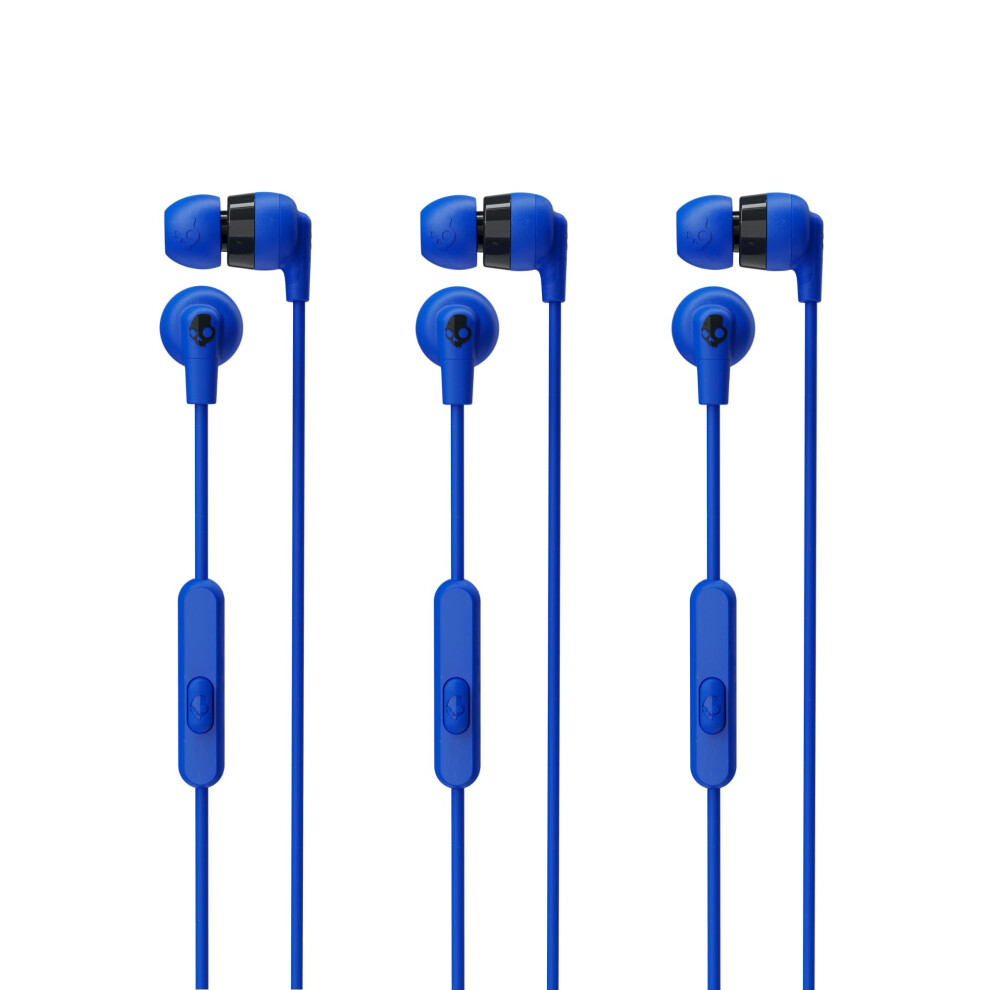 Skullcandy Ink'd+ in-Ear Wired Earbuds  Microphone  Works with Bluetooth Devices and Computers - Cobalt Blue 3-Pack