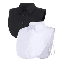 (1 Black and 1 White) 2 Pieces Fake Collar Detachable Blouse Dickey Collar Half Shirts False Collar For Women Favors