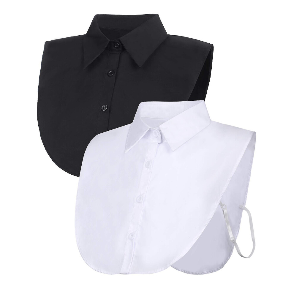 (1 Black And 1 White) 2 Pieces Fake Collar Detachable Blouse Dickey Collar Half Shirts False Collar For Women Favors White,Black
