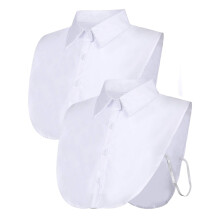 (2 White) 2 Pieces Fake Collar Detachable Blouse Dickey Collar Half Shirts False Collar For Women Favors