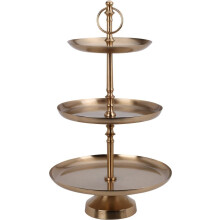 3 Layer Etagere Gold Iron Display Stand 50cm Tall Versatile Elegant Decor